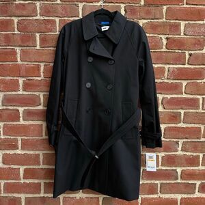 Jane Post $895 Wool Cashmere Blend Double Breasted Trench Coat Black Small NEW